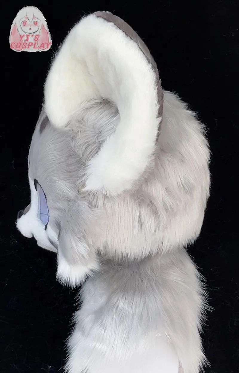 سماعات كيمونو Fursuit Head Yis كوسبلاي مصنوعة يدويًا مخصصة برأس فروي Kigurumi Head Cosplay Beast مخصصة Fursuit Kemono Head