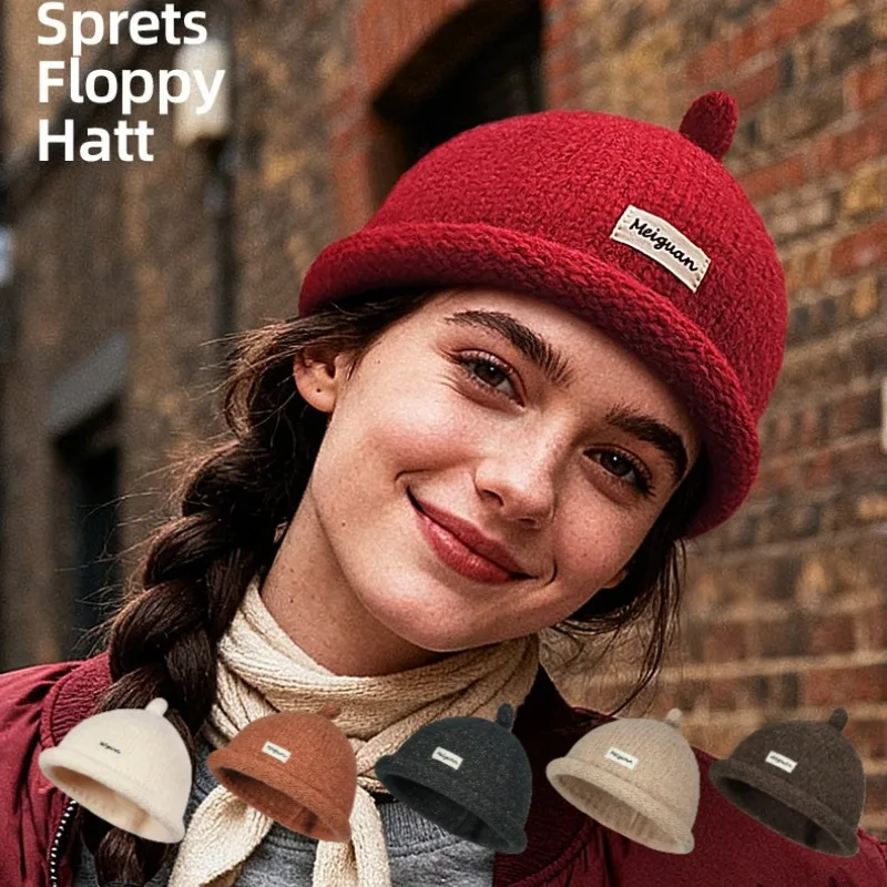 1pc Warmth Knitted Bucket Hat,unisex Leisure Warmth Breathable Pullover with Brim for Outdoor Activities,daily Commute,holiday