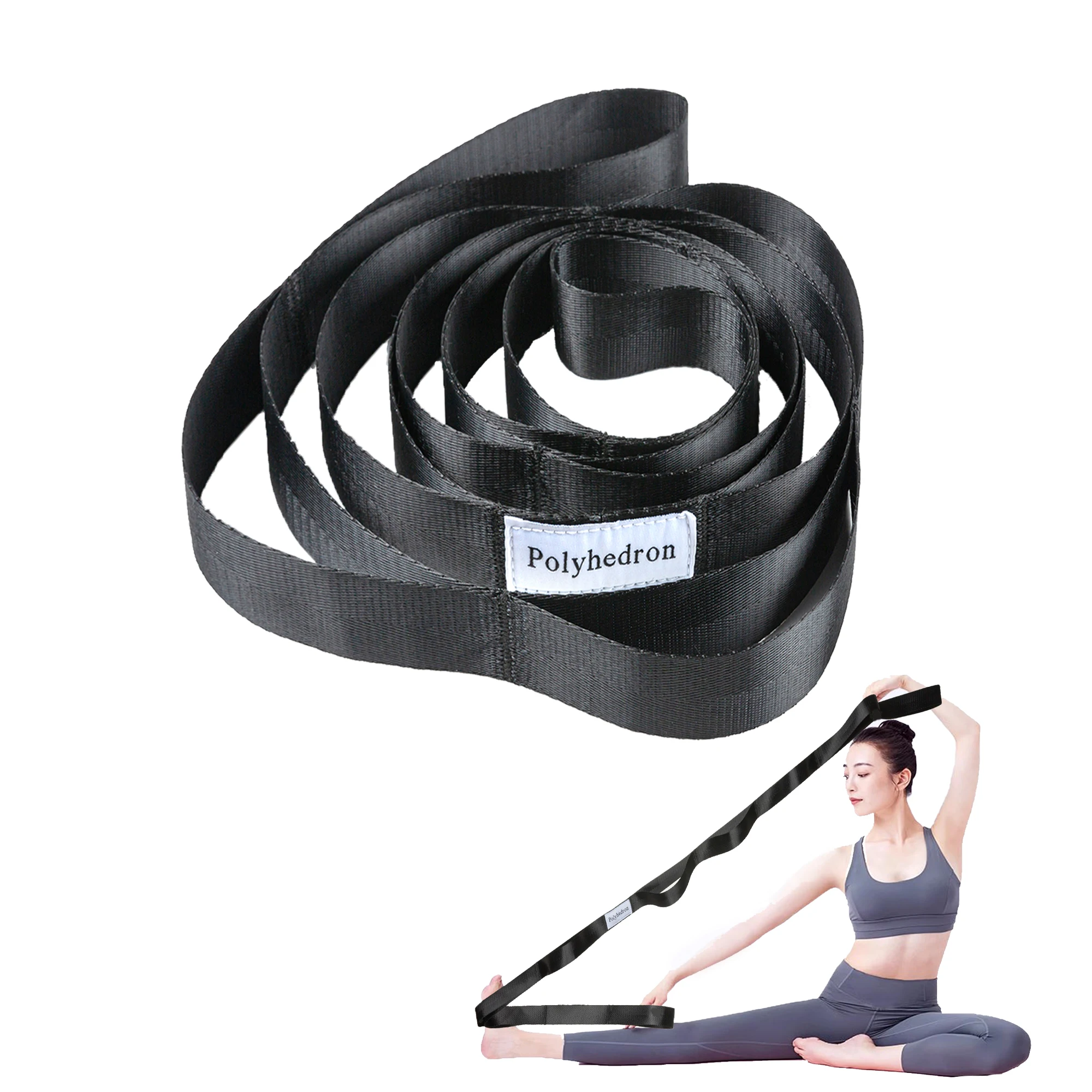 Stretching Strap with 10 Loops, Yoga Straps for Stretching Physical Therapy Equipment, Non-elastic Stretch Strap for Exercise