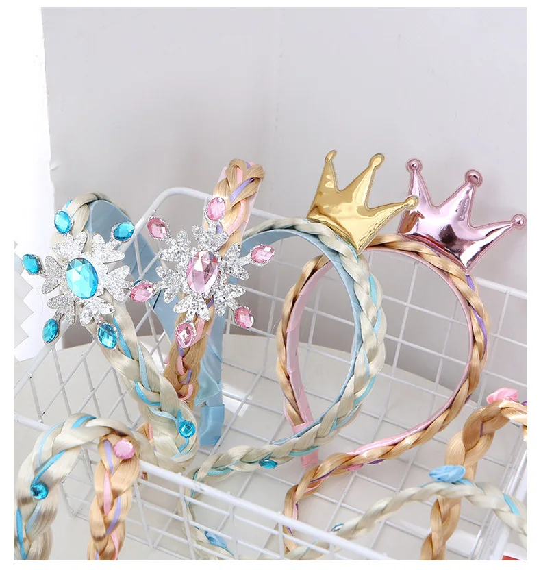 Mädchen rosa blaue Blume weben Geflecht Stirnband Kinder Prinzessin verkleiden Haarschmuck Elsa Cosplay Kostüm Perücke Party Zubehör