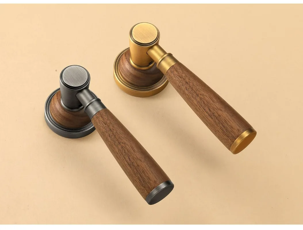 

New Chinese Retro Home Interior Door Lock, Bedroom Bathroom Door Lock, Silent Walnut Wood Door Lock