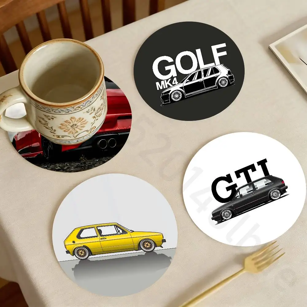 

G-Golf G-GTI Car Wooden Cup Coaster Tea Coffee Beverage Colour Printing Cup Mat Home Restaurant Decorations