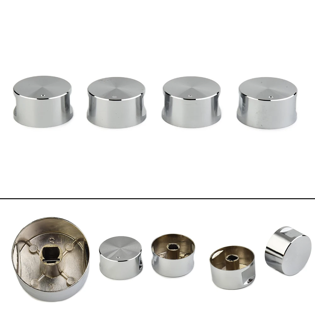 Zinc Alloy Round Knobs Set for Gas Cooktop 4PCS Compatible with Kitchen Cooktops and Electric Stoves Embedded Hole Design