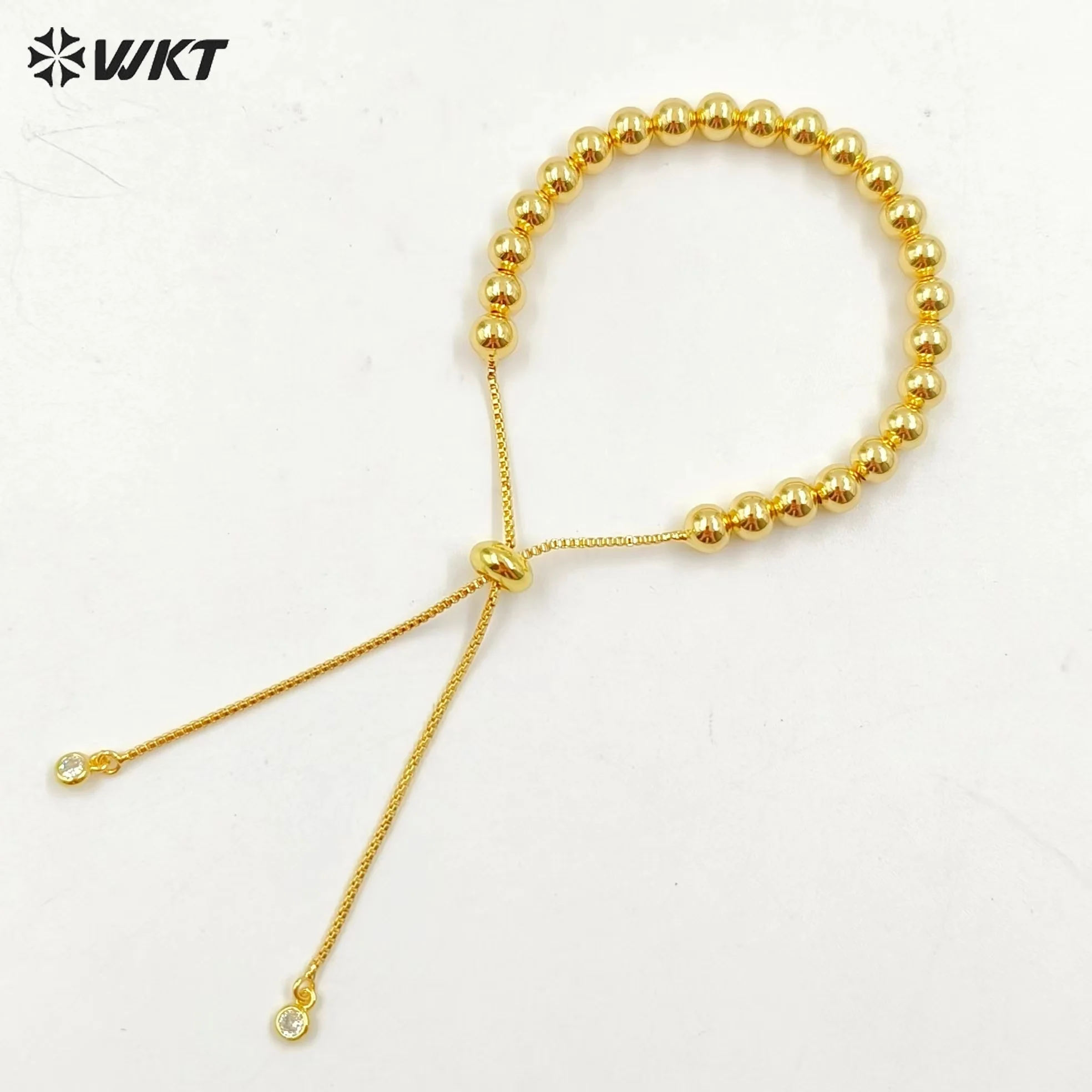 WT-JF341 5PCS A Lot Beautiful Elegant 18K Gold Beads Tiny Zircon Can Be Adjustable Bracelet For Women Special Gift