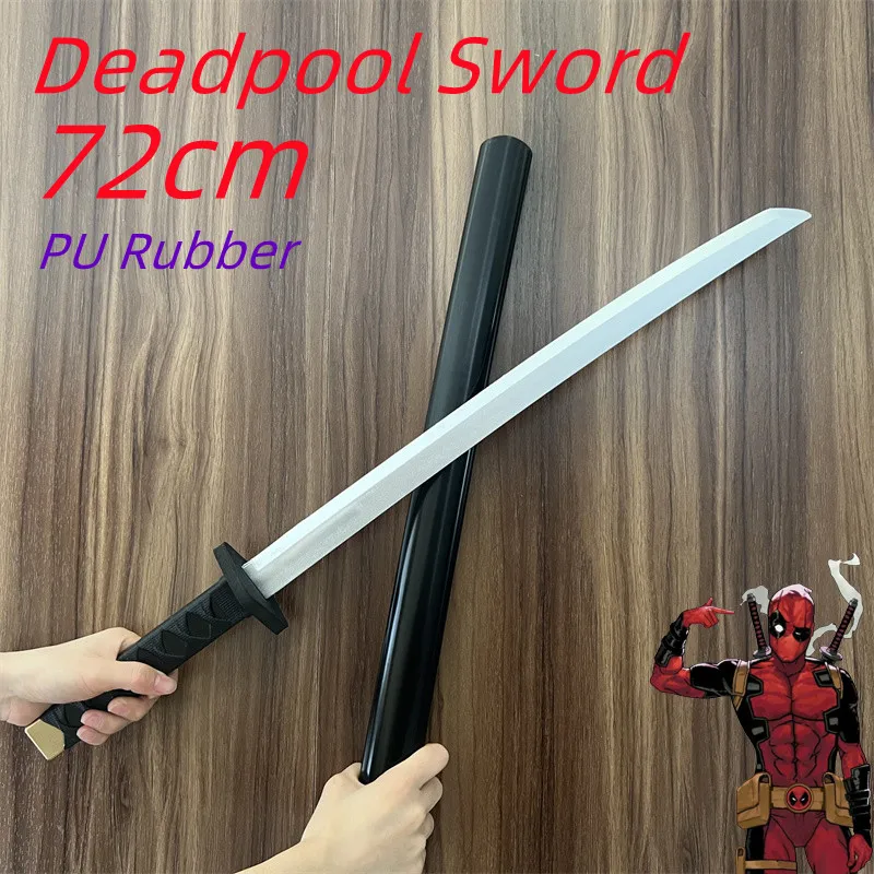 72cm 1:1 Samurai Sword Cosplay Killer Sword Japanese Ninja Styles Weapon Prop Black Sword Cos Safety PU Halloween Kid Adult Gift