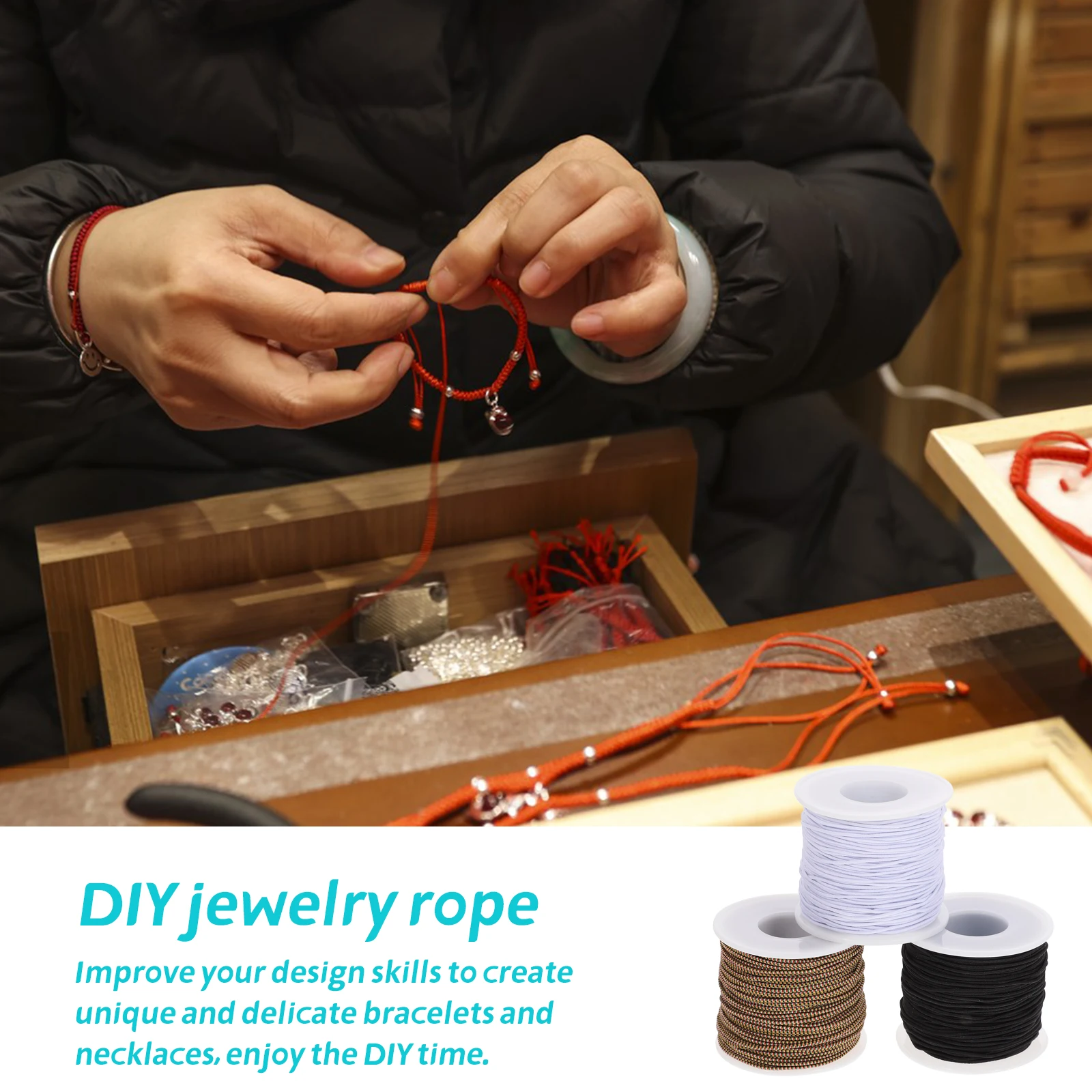 

Шнуры для ювелирных изделий своими руками, эластичная нить для браслета, 3 рулона, безопасная, приятная для кожи, веревка с бисером для поделок, эластичная веревка для браслета