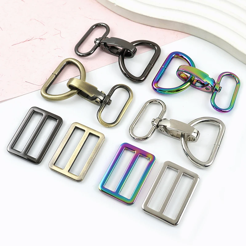 

5Sets Meetee 16-38mm Metal Lobster Buckle Carabiner Bag D Ring Clasp Webbing Connect Pin Buckles Adjuster Tri-glide Slider Hook