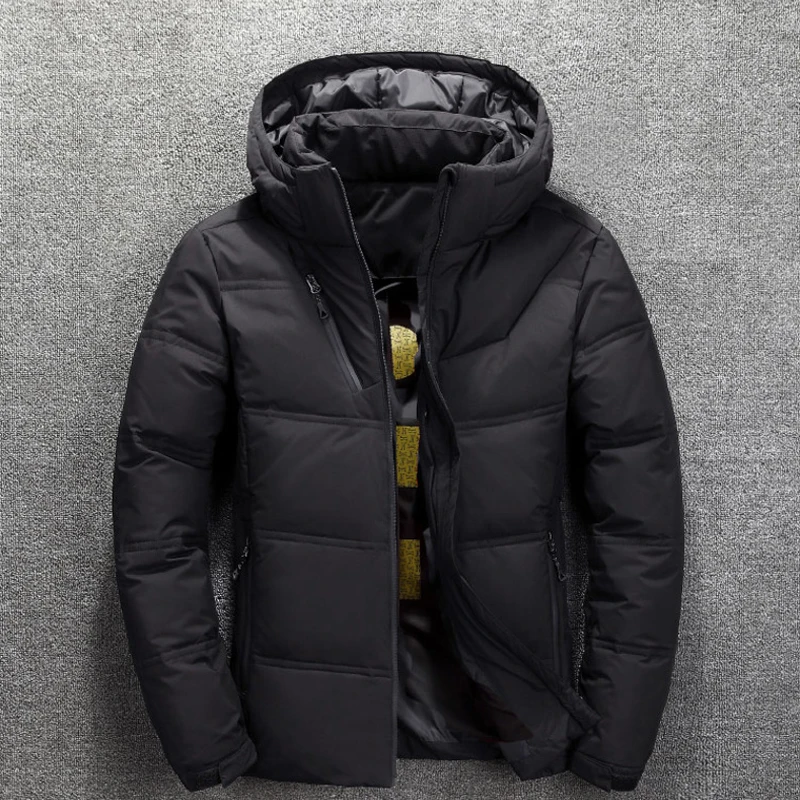 

New White Duck Down Jacket Men Winter Warm Solid Color Hooded Down Coats Thick Duck Parka Mens Down Jackets Winter Outdoor Coat