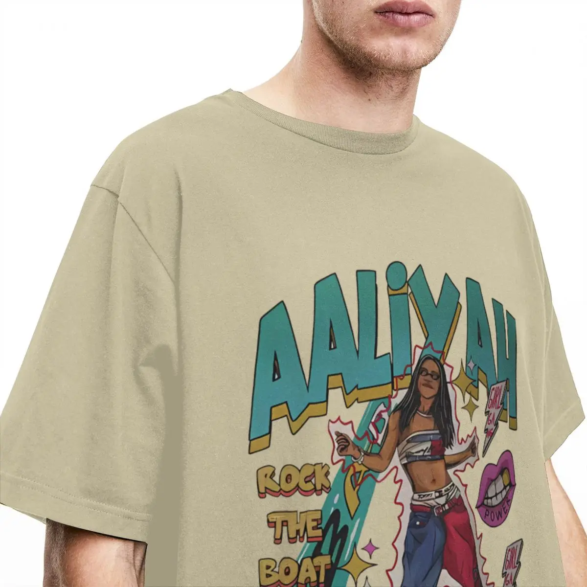 الرجال A-Aaliyah المغني تي شيرت الملابس القطنية الشاطئ الشارع نمط قصيرة الأكمام تي شيرت س الرقبة العصرية التي شيرت حجم كبير 5XL 6XL