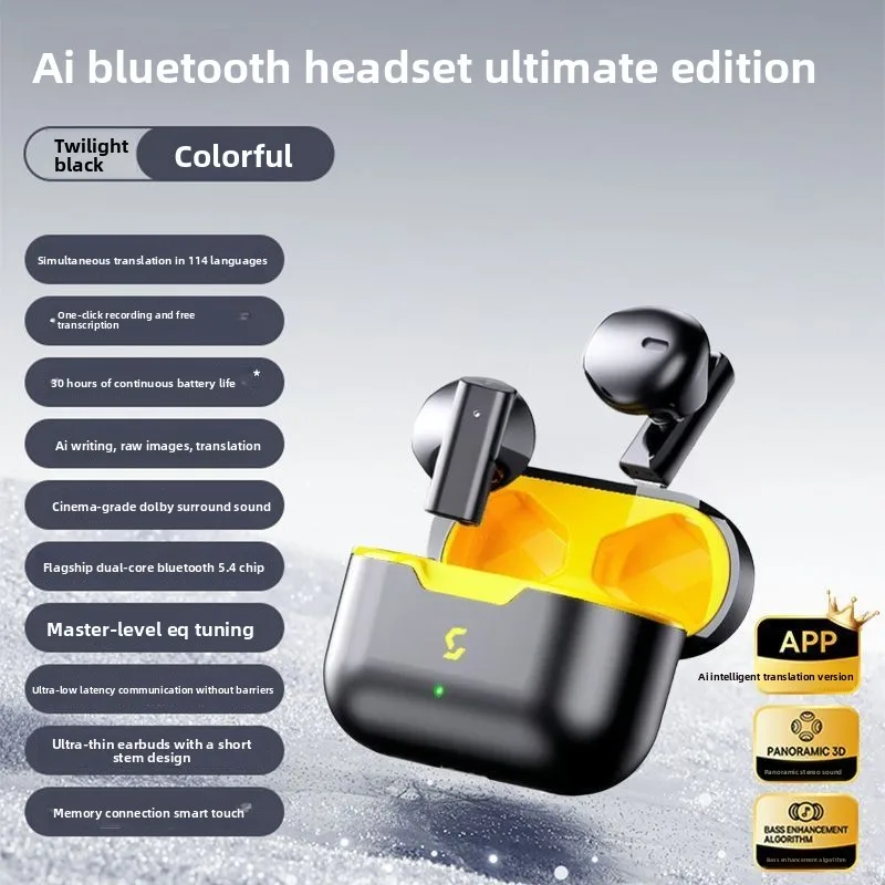 Seven Rainbow S1688Ai Smart Translation Headset Bluetooth Wireless Mini High Sound Quality Long Battery Life Noise Reduction