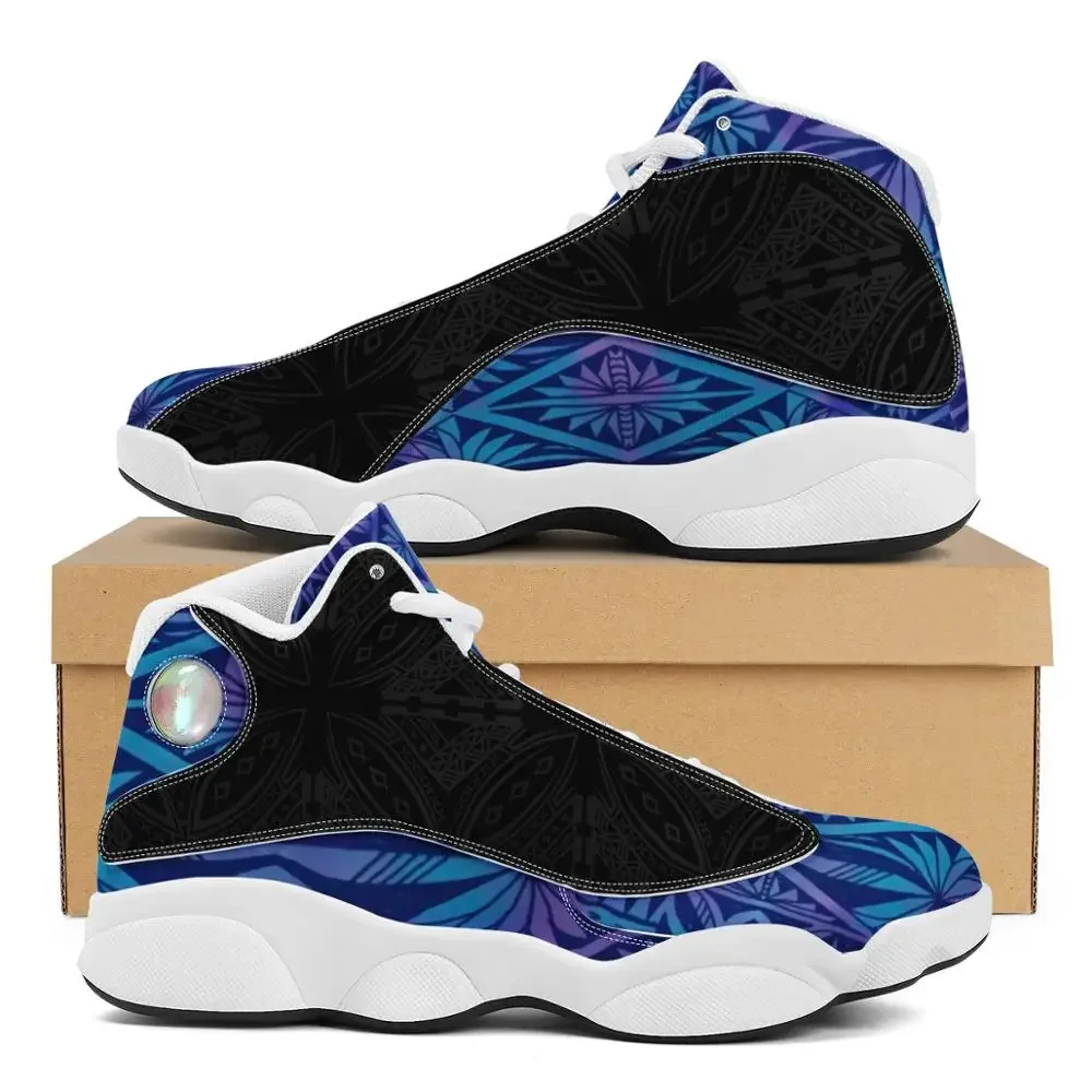 

New Arrivals Blue Polynesian Samoa Tribal Tonga Style Running Shoes Custom Ball Sports Team Logo Men's Basketball Sports Shoes