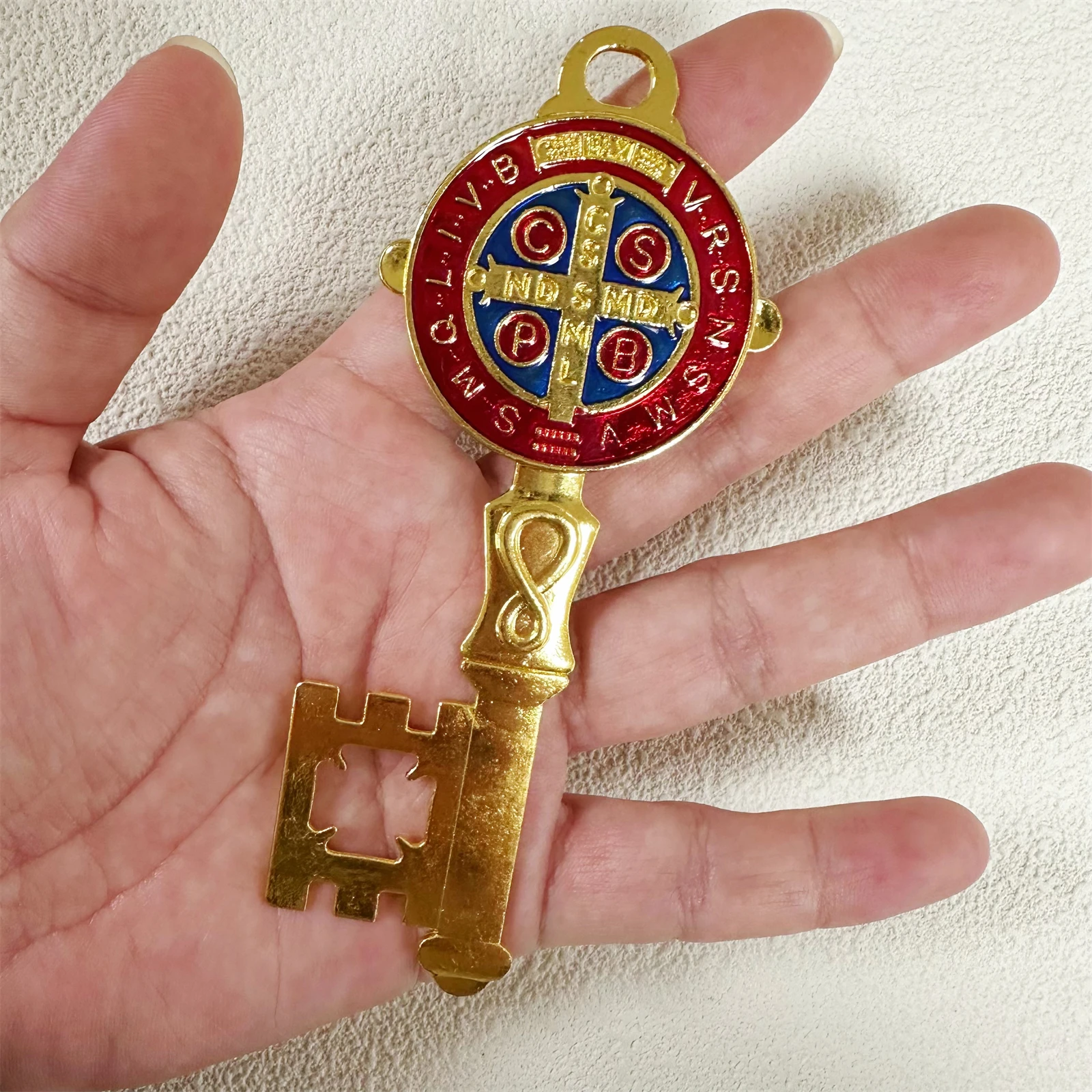 2Pcs/Set Enamel Double Side Saint Benedict 12cmX5cm Key Blessing For Protection - Medalla de san benito Home and Door hanger