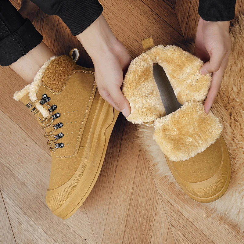 

Winter cotton shoes with fleece lining for warmth, snow boots, versatile workwear and sporty trendy shoes, M3813