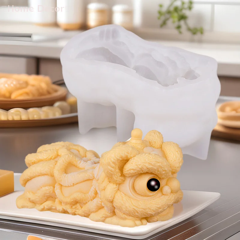 【NN】3D Cute Lion Silicone Mold, Reusable Food Grade Ice Maker, Household Kitchen Candy Chocolate Pudding Mousse Cake Mold