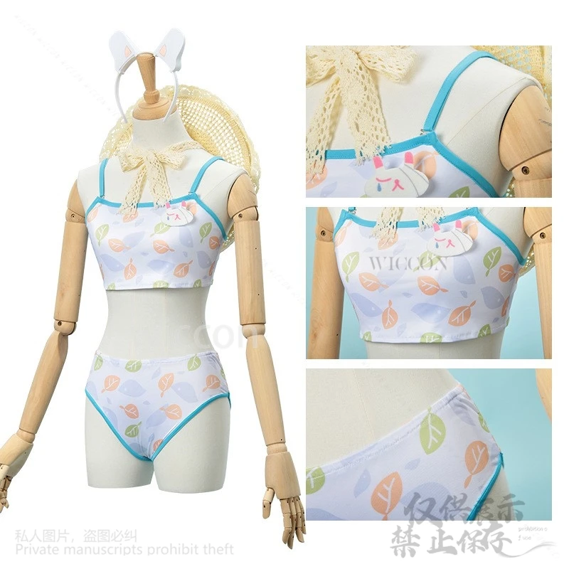 تأثيري لعبة الأزرق الأرشيف Kasumisawa Miyu تأثيري حلي جيراي كي السباحة موحدة قبعة بيكيني الباروكات للفتيات مخصص كوس