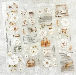 1Loop Creawithgaby Studio Vintage White Blooms Washi PET Tape Planner DIY Card Making Scrapbooking Plan Decorative Sticker