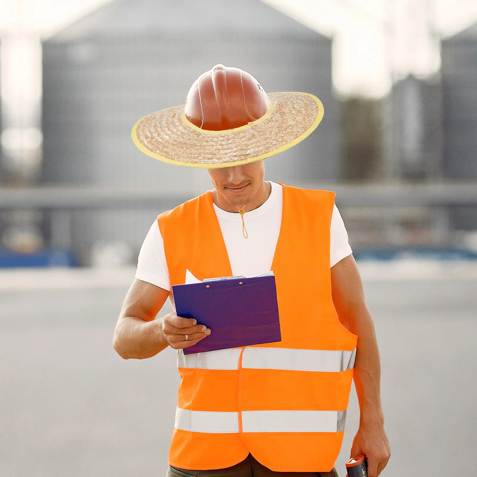 

2Pcs Hard Hat Sunshade Straw Visor Full Brim Sun Protection Shield for Construction Worker Outdoor Activities Hard Hat Sun Shade