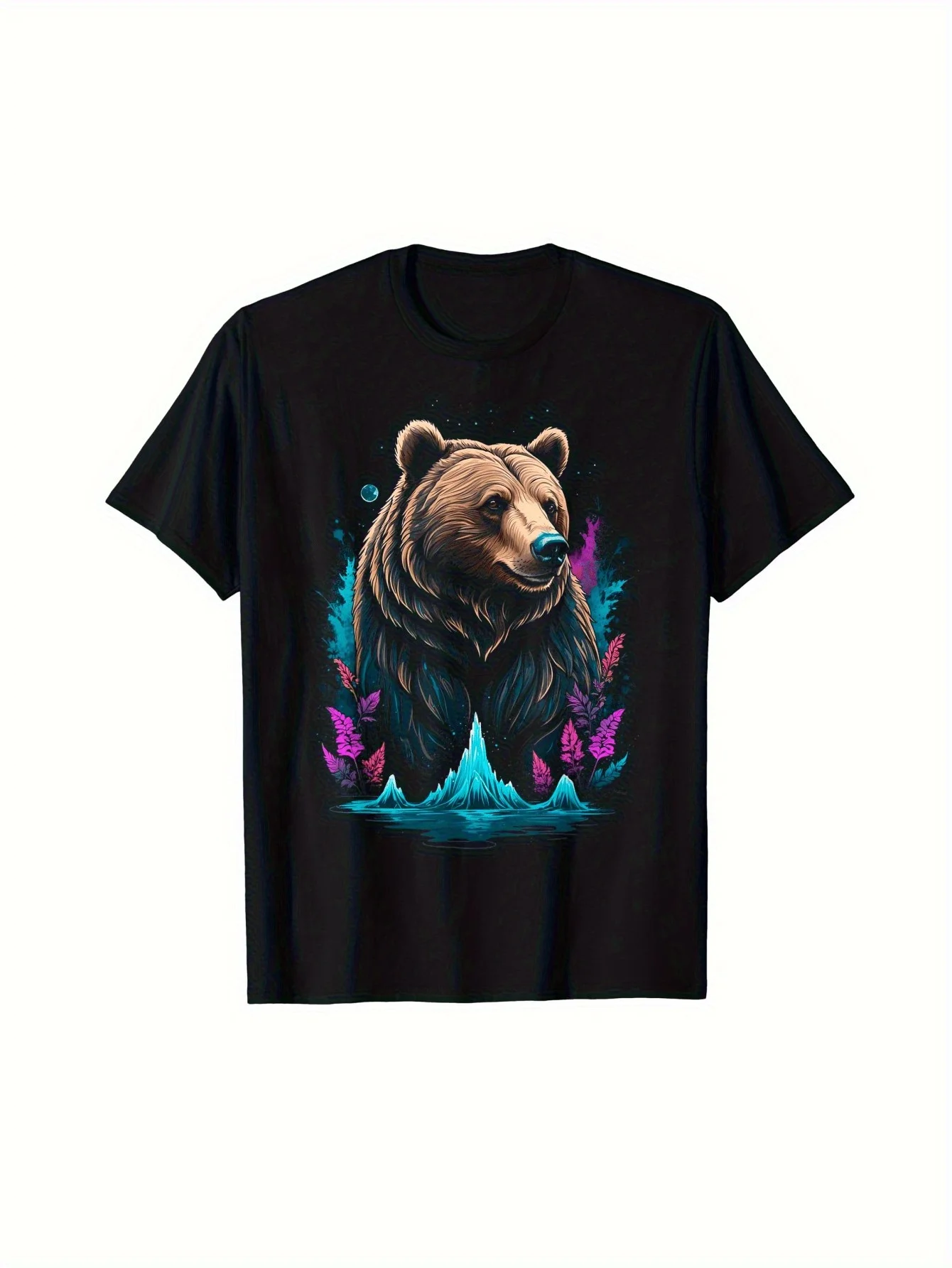 Glow Bear Iceberg Graphic Tee Men Women Summer Casual Cotton Short Sleeve T-Shirt Outdoor Trip Gift