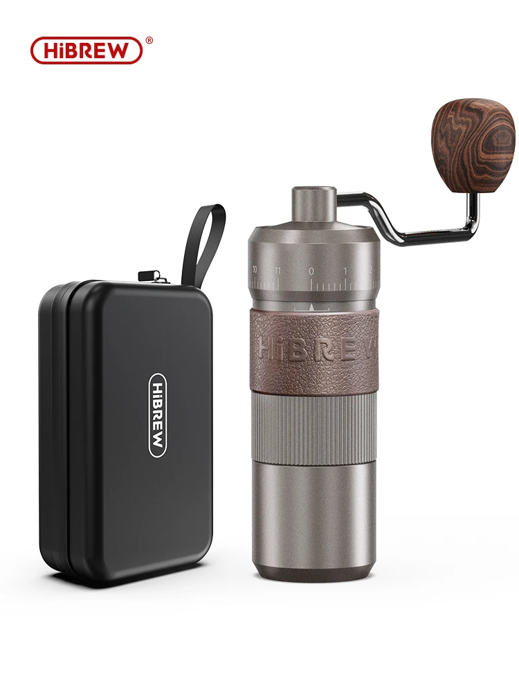 Macinacaffè manuale HiBREW macinacaffè conico in alluminio con capacità 22g macinacaffè manuale con regolazione regolabile a 11 livelli versare sopra