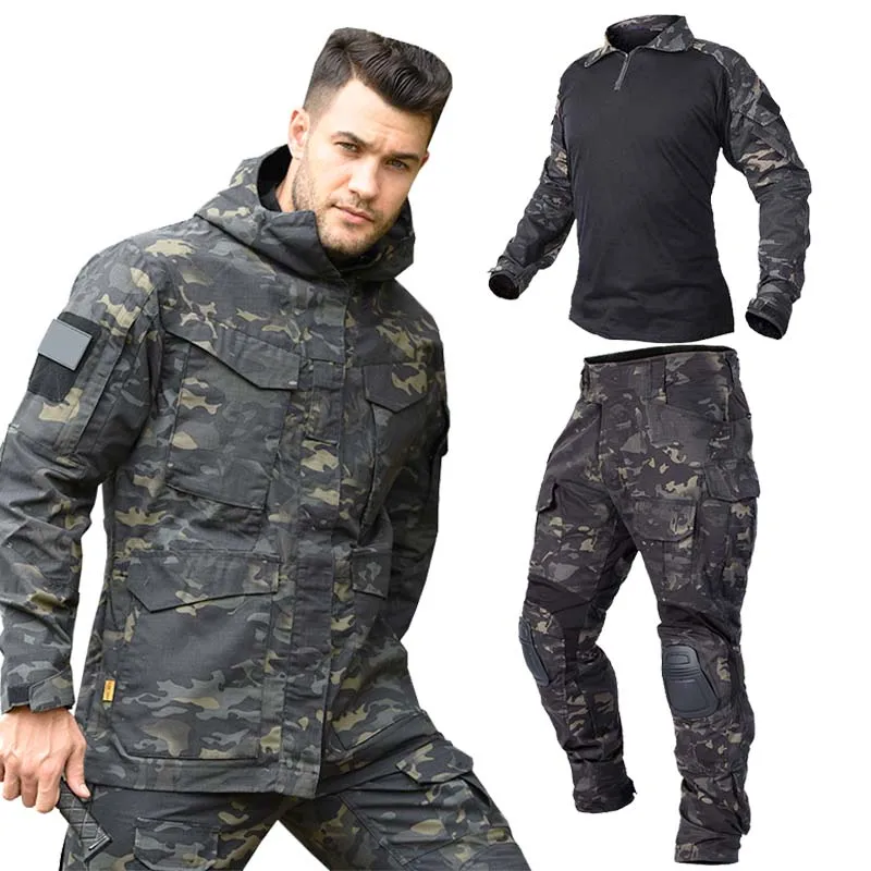 

Outdoor Tactical Jackets Man Hunting Clothes Hooded Coat G3 Combat Shirts Pants Men Military Uniform +Pads Airsoft Windproof