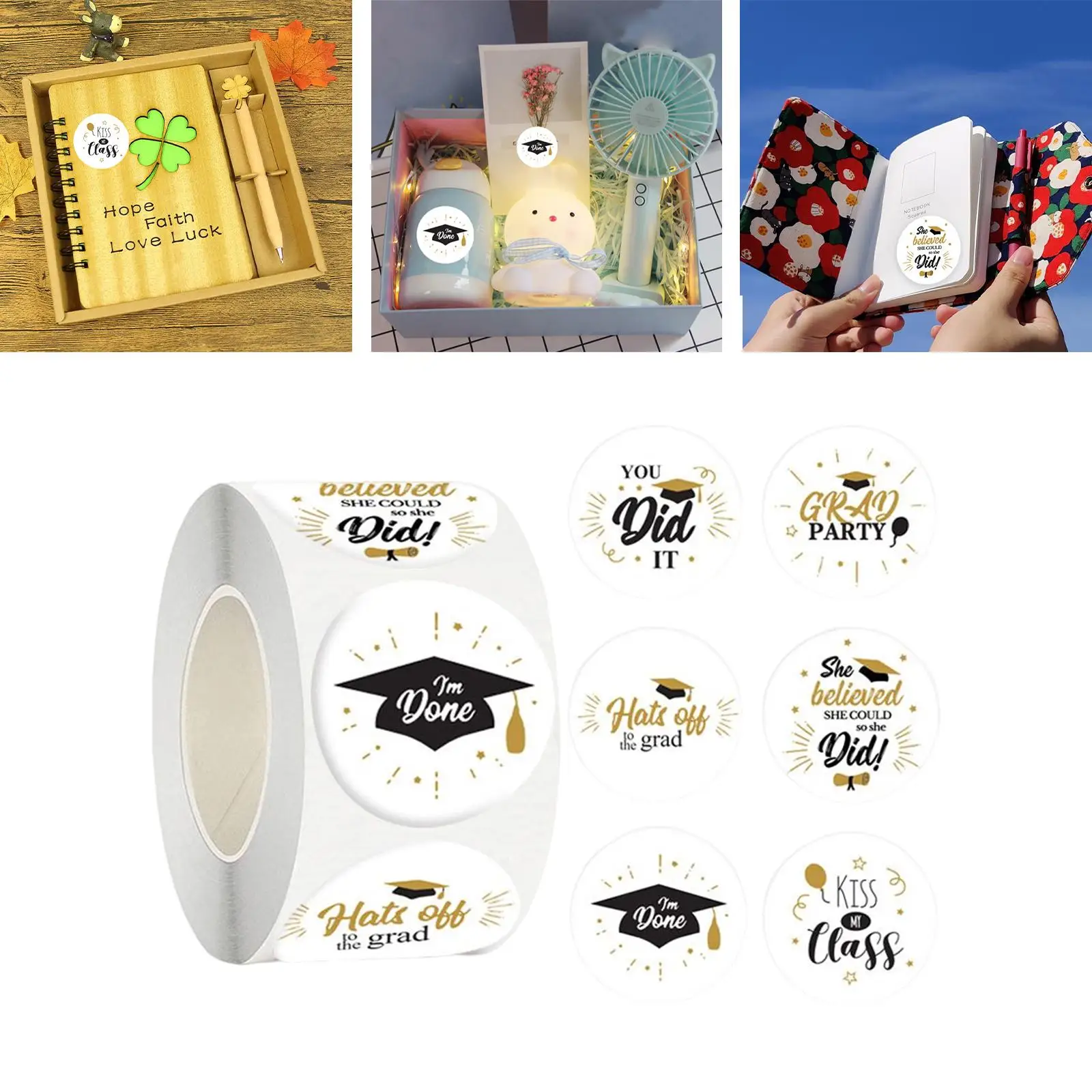 500 Pieces Graduation Stickers 1'' for Graduation Celebration Gift Packaging