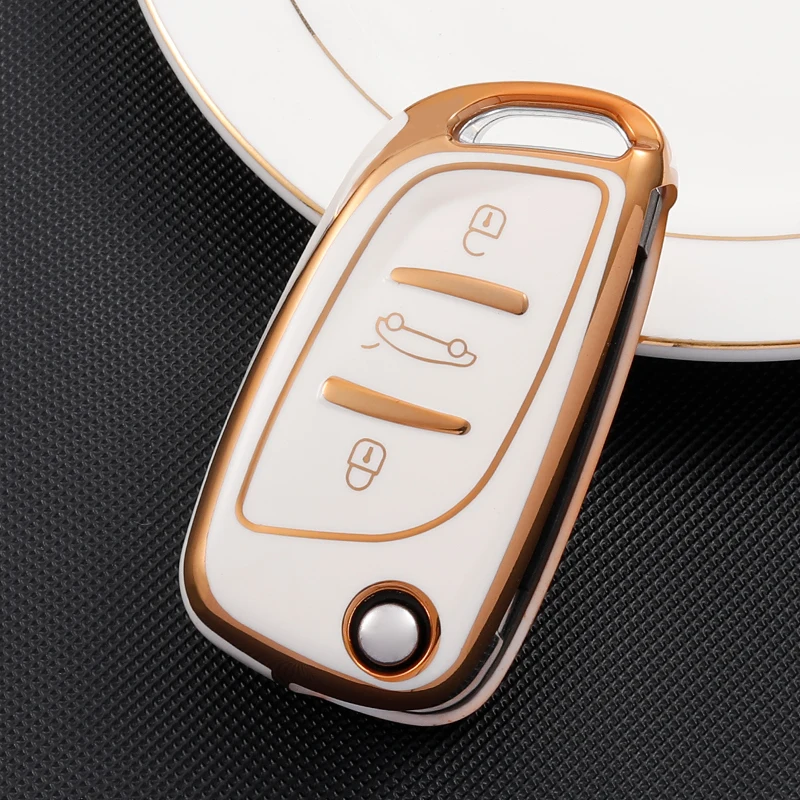 Soft TPU Car Key Case for Peugeot Citroen C1 C2 C3 C4 C5 DS3 DS4 DS5 DS6 Auto 3 Button Auto Accessories Key Shell Full Cover