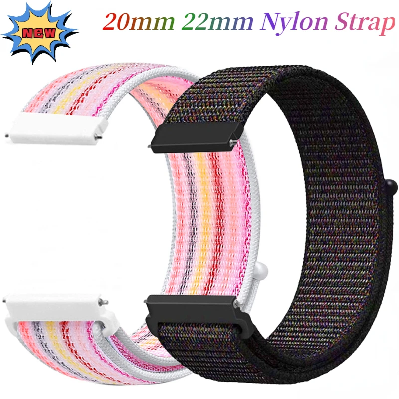 20mm 22mm Nylon Strap for Samsung Galaxy Watch 6/5/4 Huawei Watch 3/GT/GT2e/Amazfit GTR/GTS Bracelet for Watch 6/4 Classic Band