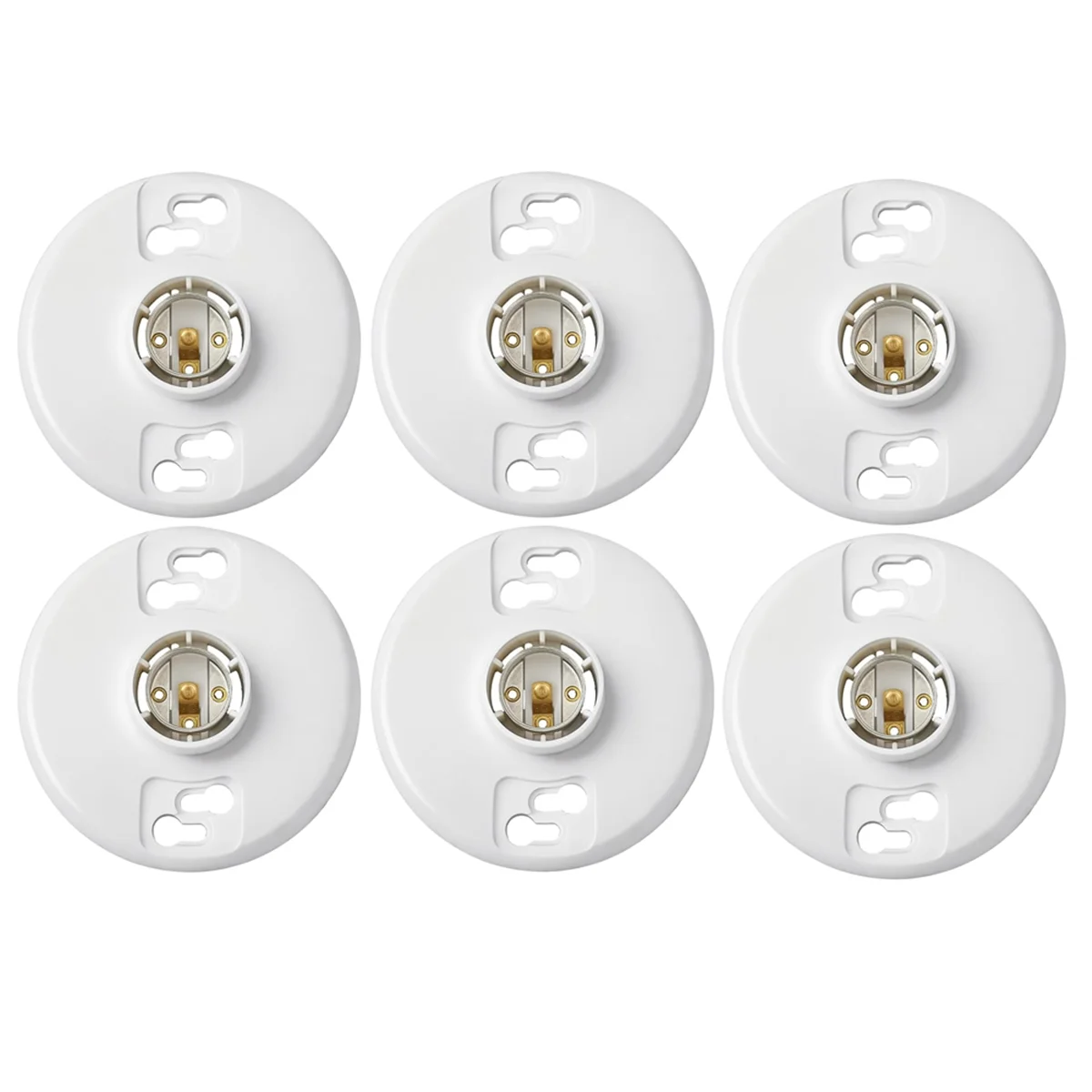 SODIAL 6Pcs Medium Base E26 Lampholder Keyless Top Lamp Holder Ceiling Light Sockets White Phenolic Bulb Socket CFL Lampholder