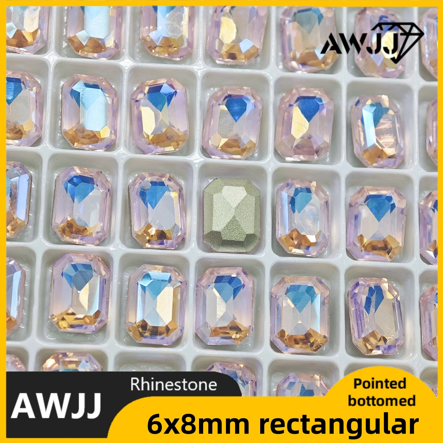 Różowe z Białym Kroplowym Sercem Motyl Wielościenne Szpiczaste Ozdobne Kamienie Szlachetne Uniwersalne Błyszczące Akcesoria do Paznokci