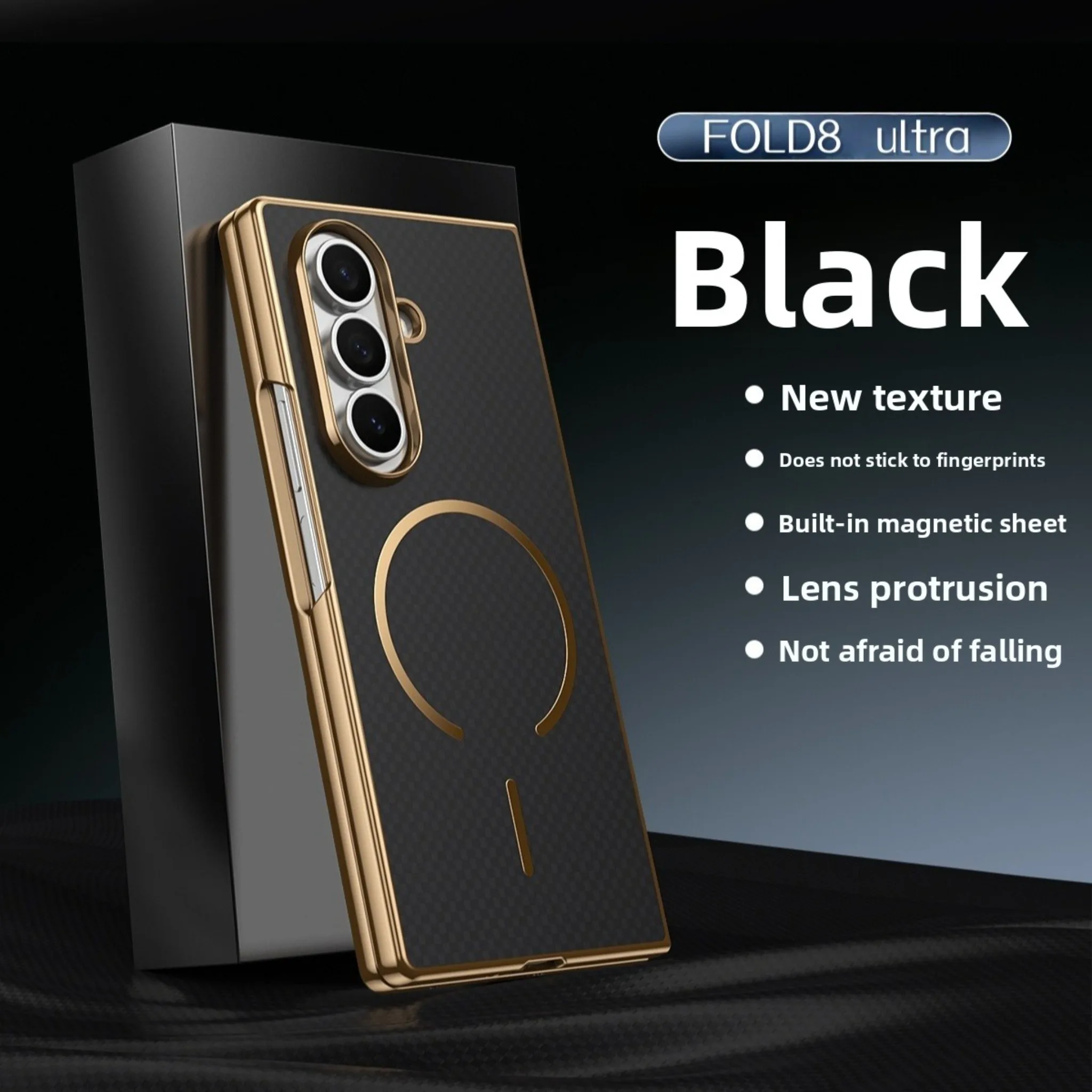 Business Plating Kevlar Texture Leather Magnetic Case for Samsung Galaxy Z Fold 8 Ultra 7 6 5 4 3 Skin Feel Screen Protect Cover