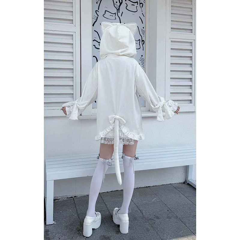 سترات هاراجوكو القوطية ذات الثقافة الفرعية باللون الأسود Y2k معطف أذن لطيف ورائع للنساء لربيع وخريف 2025 قطع علوية فضفاضة جديدة Mujer