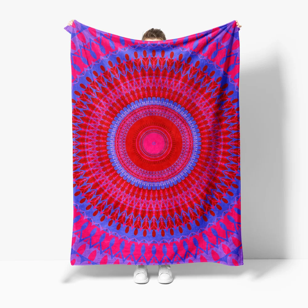 

Boho Psychedelic Mandala Colorful Ethnic Pattern Throw Blanket Bedspread Sofa Cover Decorative Throw Cushion Cover