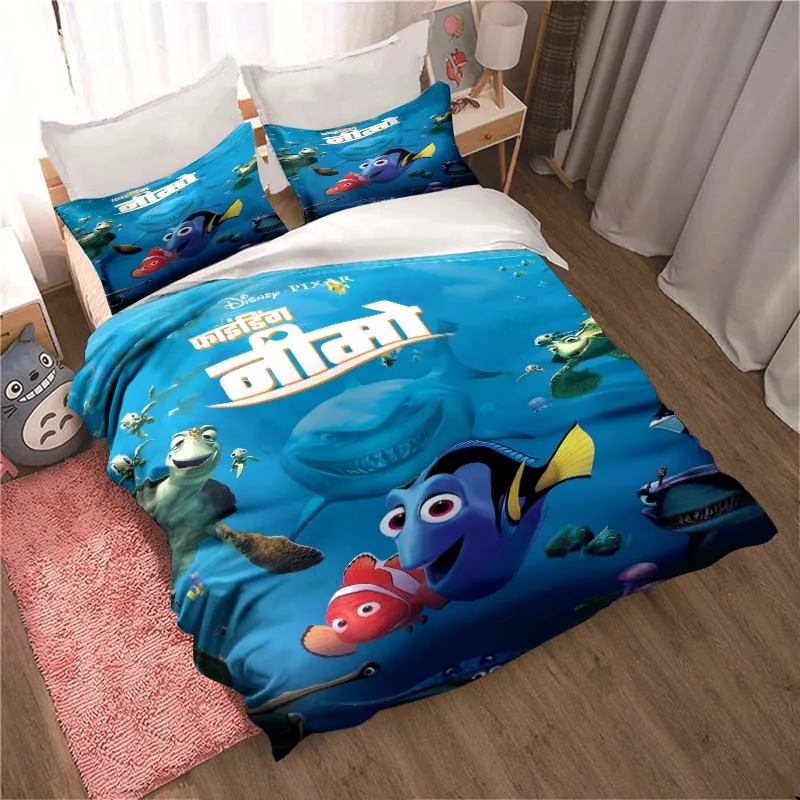 Disney Finding Nemo Bedding Set Cute Home Decor Pillow Cases Quilt Covers Gifts for Family and Friends Comfortable and Soft