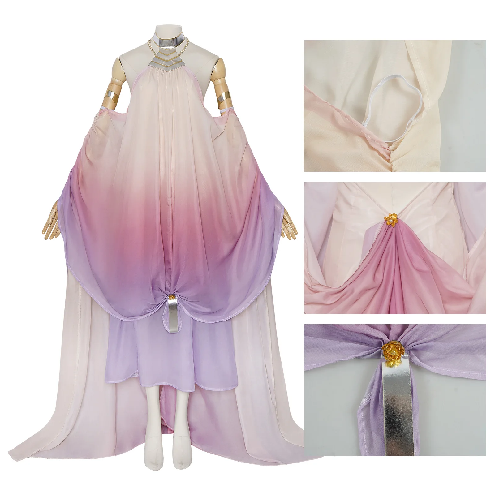 2026 New Anime Padme Cosplay Amidala Dress Costume Queen Long Backless Dress Women Uniform Outfits Halloween Carnival Costume - view 2