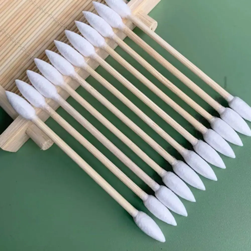 Natural Cotton Double Pointed Cotton Buds Double Precision Tips Disposable Bamboo Stick Cleaning Narrow Areas Cleaning Tool