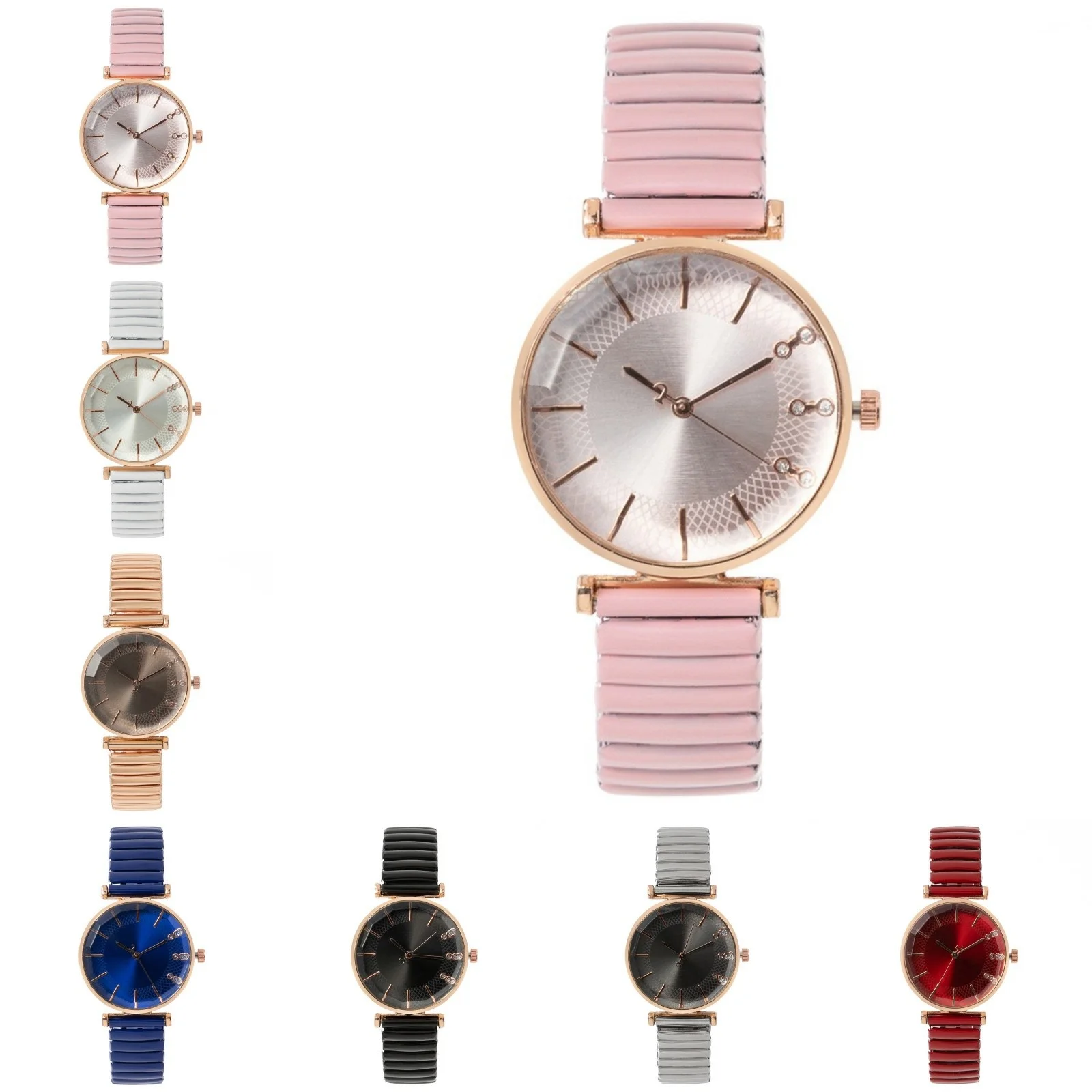 Luxury Treasure Blue Simple Crystal Ladies Quartz Watch Casual Stainless Steel Stretch Strap Fashion Women Dress Clock Watches