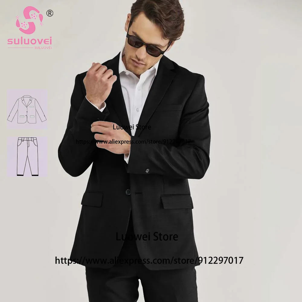 (Customized Size Color) Classic Groom Wedding Suits For Men Fit 2 Piece Pants Set Formal Dinner Tuxedos Terno Masculino Completo