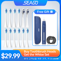 Seago Electric Toothbrush Heads 12 PCS Toothbrush for Adults 5 Modes Pressure Sensor IPX7 Waterproof with Toothbrush Holder C027
