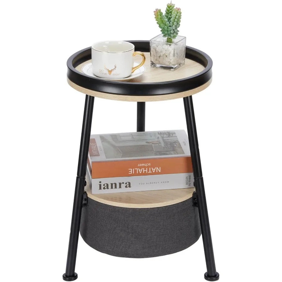 

Small Round End Table 2 Tier Round Side Table with Storage Basket 11.8D17.8H Small Round Table Sofa Side Table Small Round Nigh
