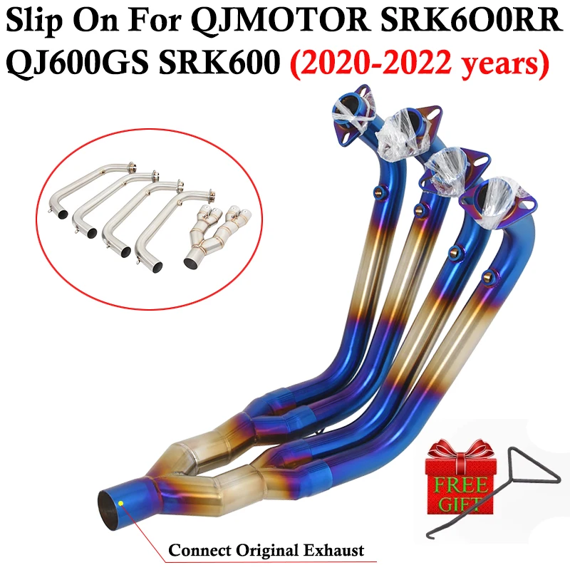 Slip On For QJMOTOR QJ600GS SRK600 SRK600RR 2020 2021 2022 Motorcycle Exhaust Escape Modified Link Pipe Muffler With Catalytic