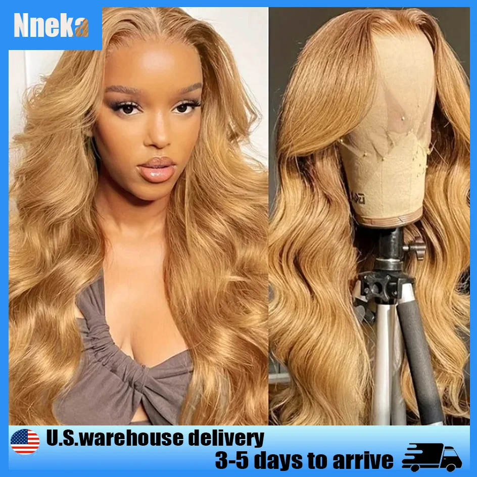 Nneka 200% Density Body Wave Lace Front Wig 13x6 13x4 Lace Frontal Loose Body Wave Honey Blonde Wig Human Hair Colored For Women