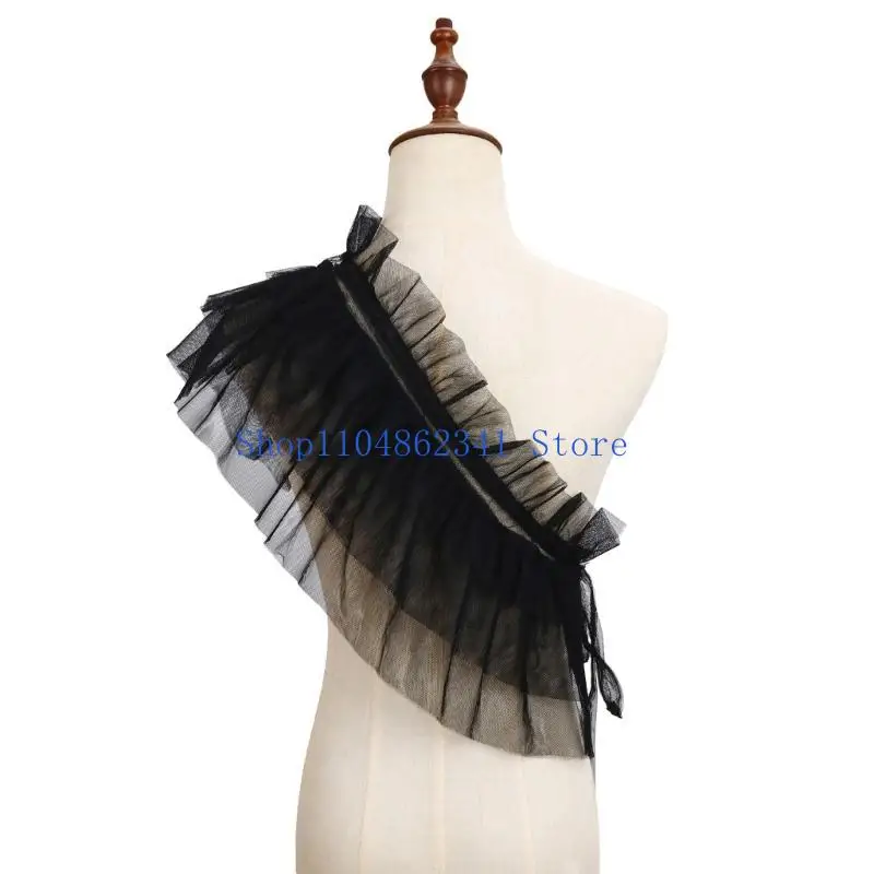 5asd Women's Cosplay Capelet Ruffled Mesh Shawls Tiered Layered Tulle Shoulder Wraps for Carnivals Party Evening Dress