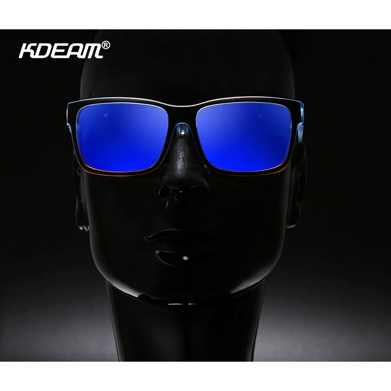 KDEAM Square Men's Polarized Sunglasses Flat Top Designed Polaroid Sun Glasses Photochromic Sunglasses With All Accessories