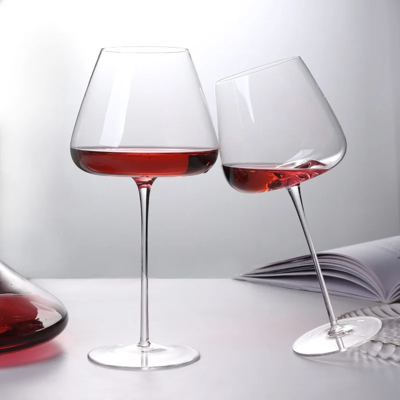 European Concave Bottom Goblet Light Luxury Bordeaux Wine Glasses Handmade Lead-Free Crystal Glass Big Belly Tasting Cup Gifts