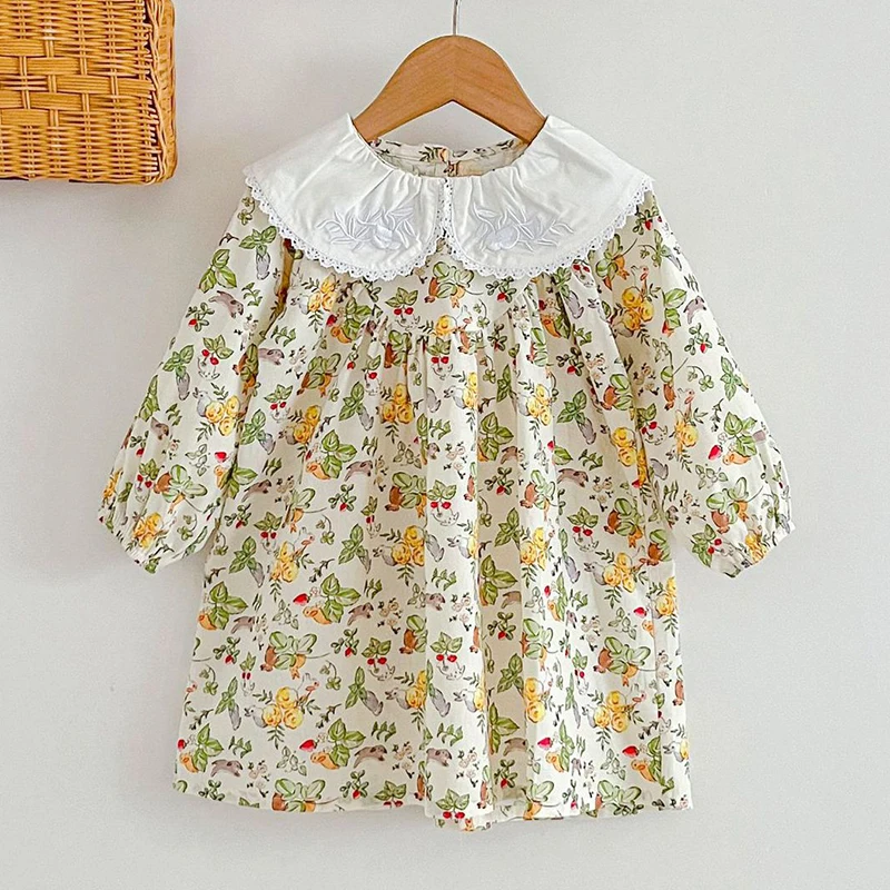 Lente Herfst Baby Kinderen Baby Meisjes Lange Mouw Poppenhals Print Zussen Jurk Pasgeboren Baby Meisjes Kleding Rompertjes