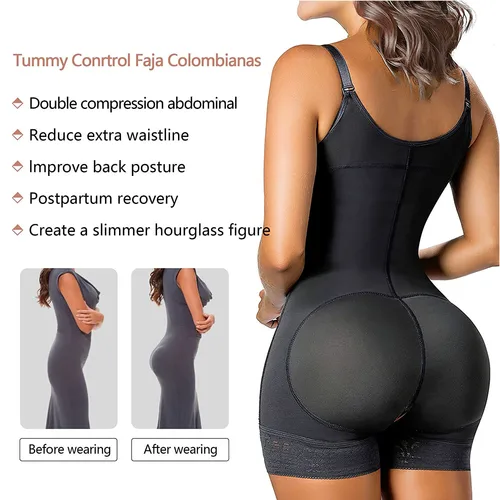 Imagen 2 del producto Faja postparto colombiana para mujer, corsé reductor de tejido fuerte, faja alta, uso postquirúrgico, envoltura adelgazante, ropa moldeadora de barriga