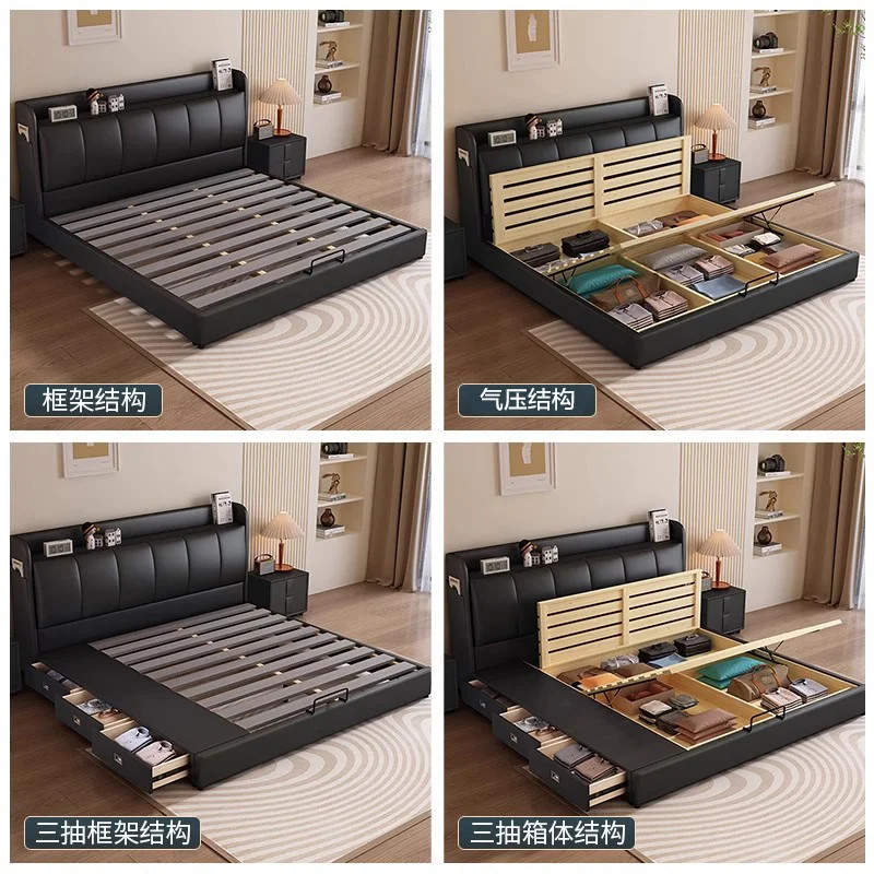 Modern Design Queen Size Bed Home Furniture Bedroom Set Hotel Apartment Bed with Drawers Storage King Bed - view 3