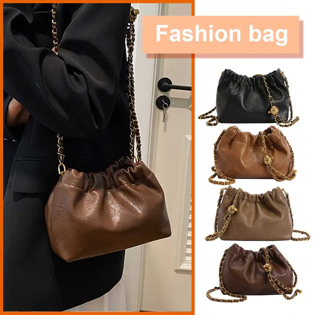 Women Chain Shoulder Bag PU Leather Crossbody Tote Bag Casual Messenger Bag Satchel Sling Bag Girl Stylish Purse