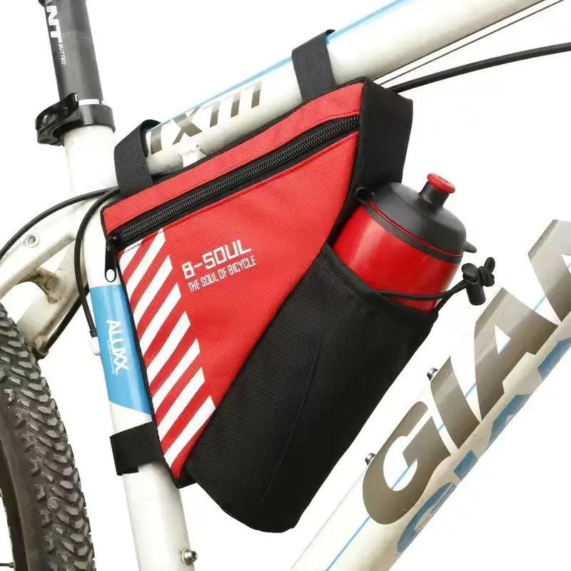 Large Bicycle Triangle Bag Bike Frame Front Tube Bag with Cup Holder Waterproof Cycling Bag Pannier Ebike Tool Bag Accessories