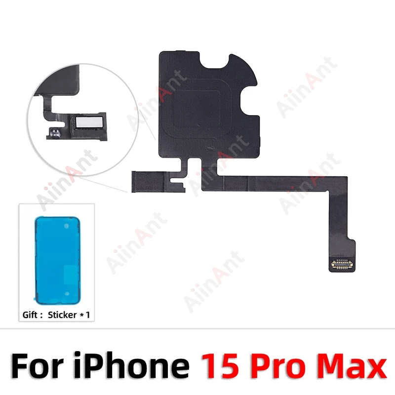 Phone Top Sound Ear Earpiece Speaker Proximity Light Sensor Flex Cable For iPhone 12 13 14 15 Pro Max Plus with Sticker